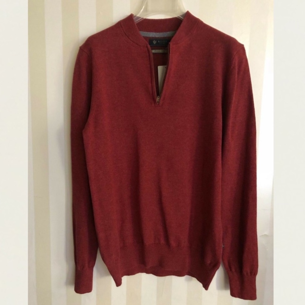 NWT RILEY Men's 1/2 Zip Premium Cotton Sweater